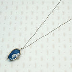 Deco Lapis & Marcasite Pendant in Sterling Silver, back