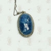 Deco Lapis & Marcasite Pendant in Sterling Silver, detail