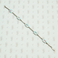 Pink and Blue Guilloché Enamel & Silver Filigree Bracelet