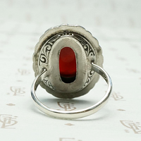 Rich Red Carnelian Art Deco Cocktail Ring, back view