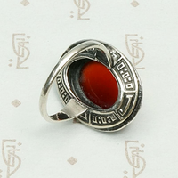 Double Halo Marcasite & Carnelian Art Deco Ring, bottom view