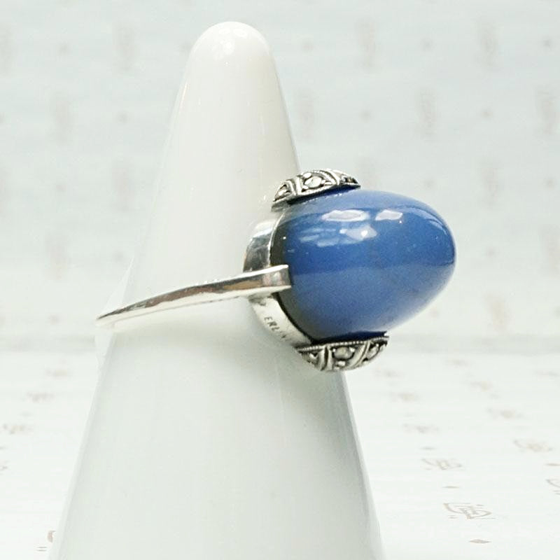Dramatic & Dreamy Chalcedony Art Deco Statement Ring