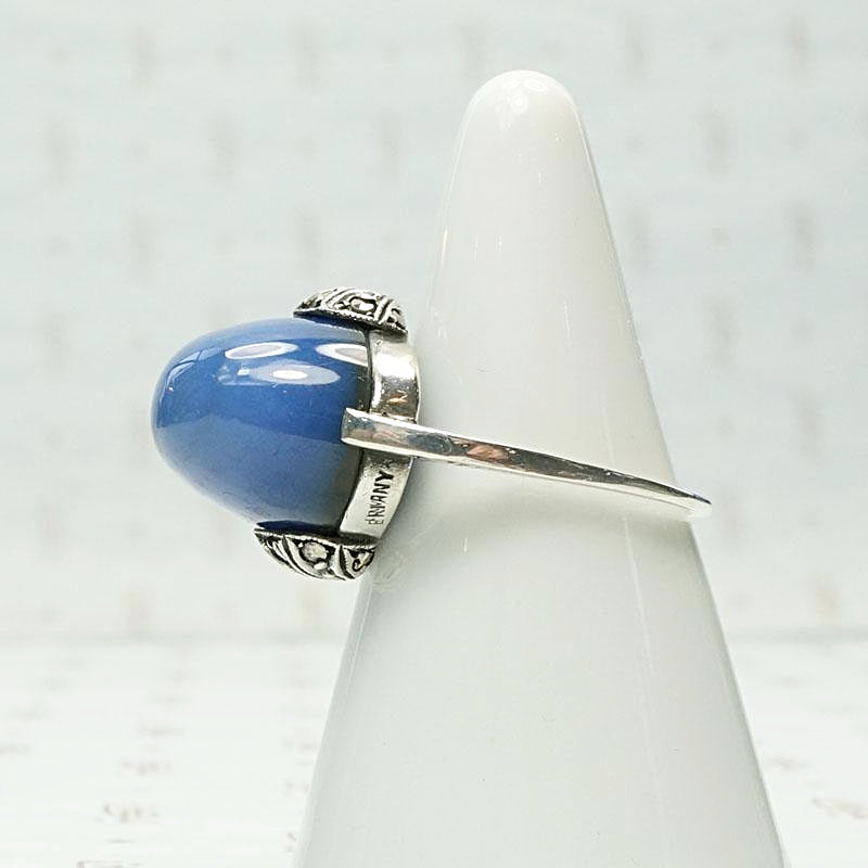 Dramatic & Dreamy Chalcedony Art Deco Statement Ring