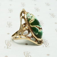 Incredible Green Agate in Arts & Crafts Ring