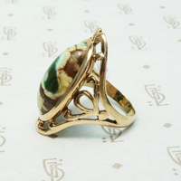 Incredible Green Agate in Arts & Crafts Ring
