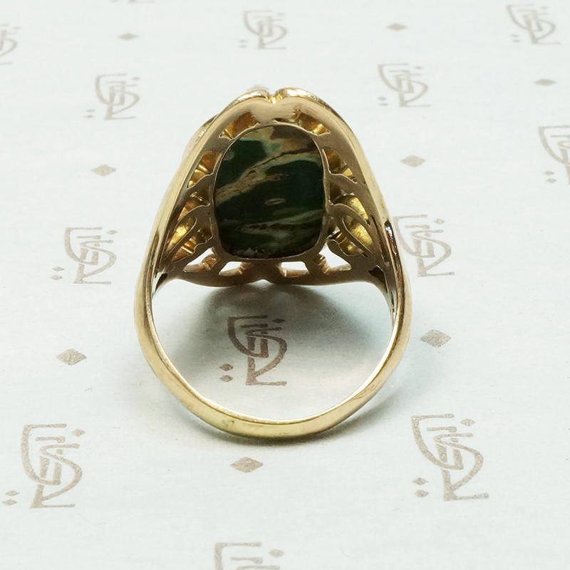 Incredible Green Agate in Arts & Crafts Ring