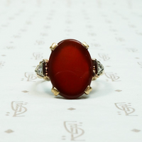 Vivid Blood Red Carnelian & Diamond Ring