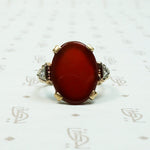 Vivid Blood Red Carnelian & Diamond Ring