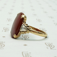 Vivid Blood Red Carnelian & Diamond Ring