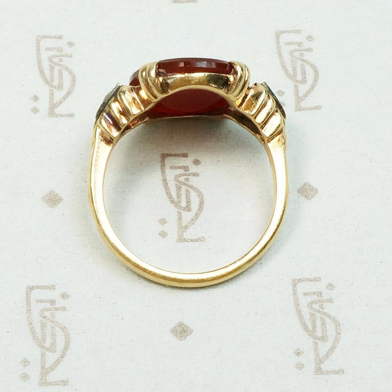 Vivid Blood Red Carnelian & Diamond Ring