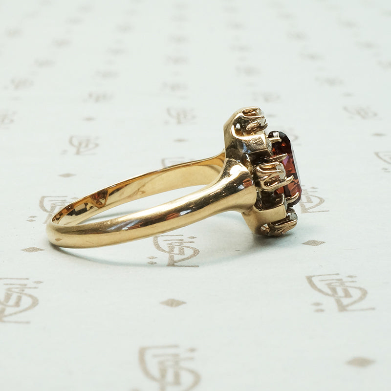 Antique Rose Cut Diamonds and Garnet Ring