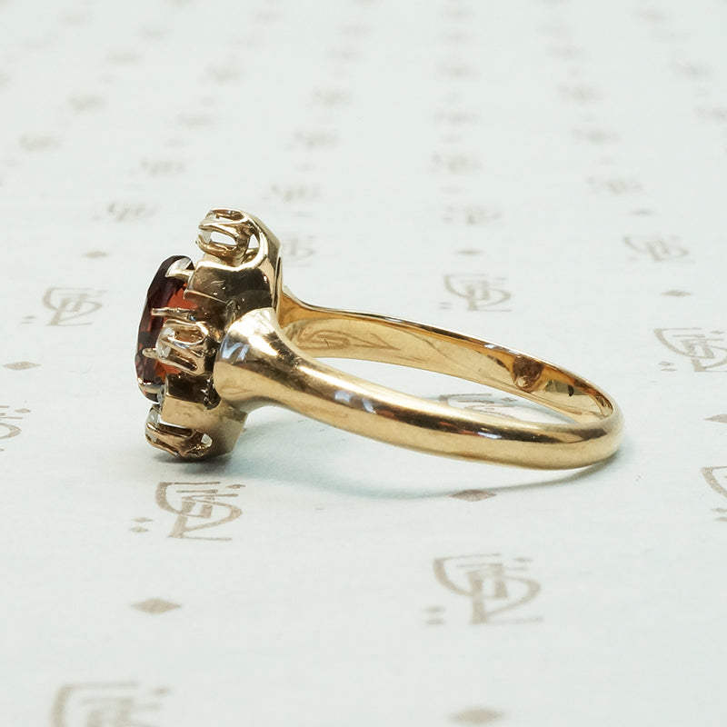 Antique Rose Cut Diamonds and Garnet Ring