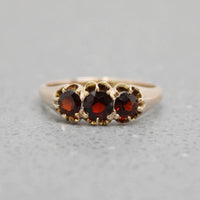 Three Garnet & Gold Buttercup Band