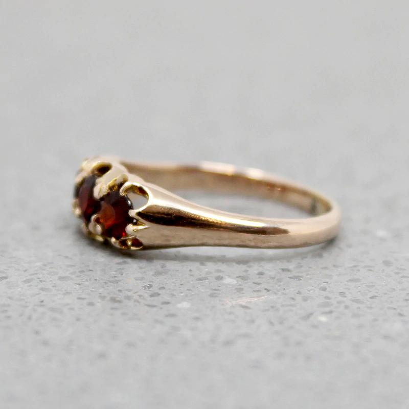 Three Garnet & Gold Buttercup Band