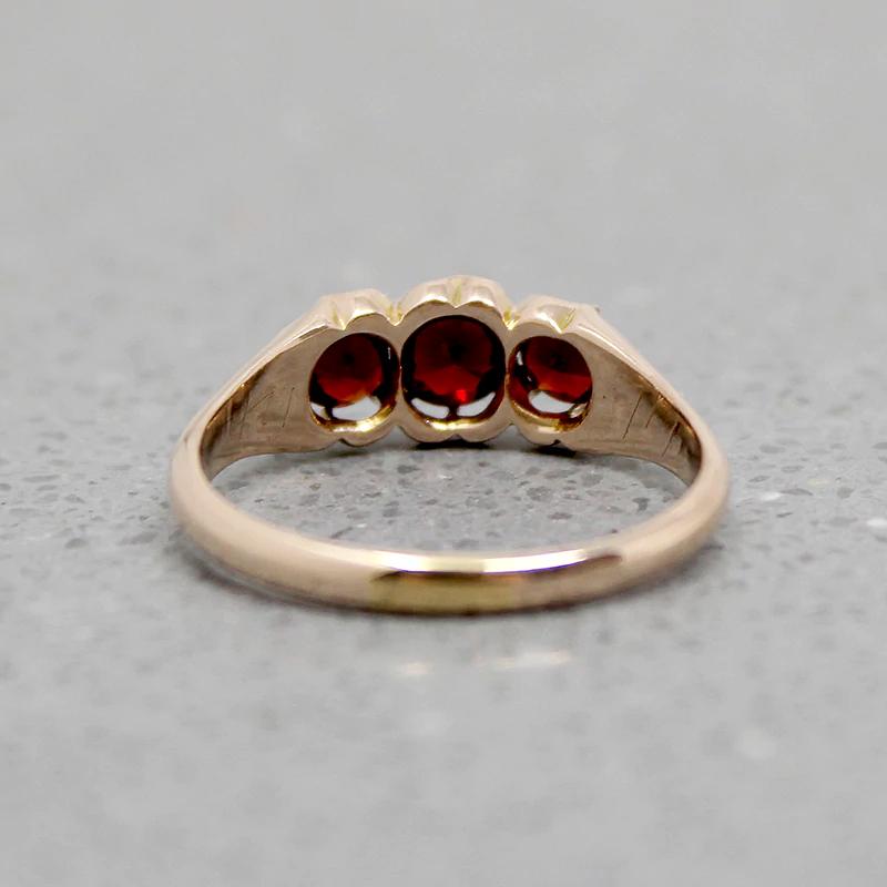Three Garnet & Gold Buttercup Band