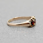 Three Garnet & Gold Buttercup Band