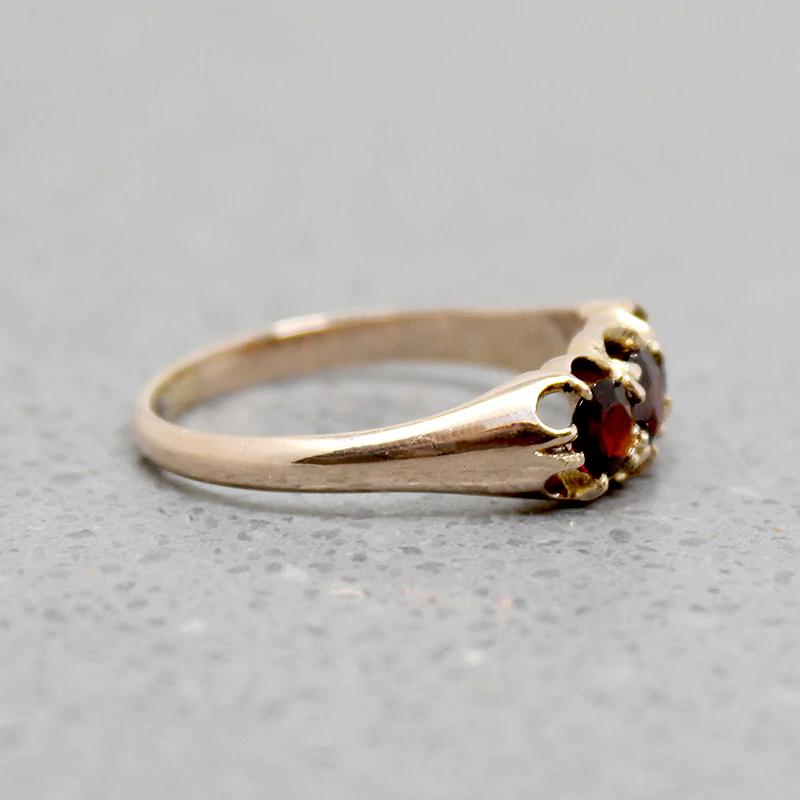 Three Garnet & Gold Buttercup Band
