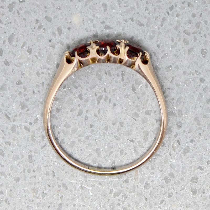 Three Garnet & Gold Buttercup Band
