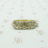 2 tone yellow and white gold filigree 3 diamond engagement ring old mine diamonds beautiful details