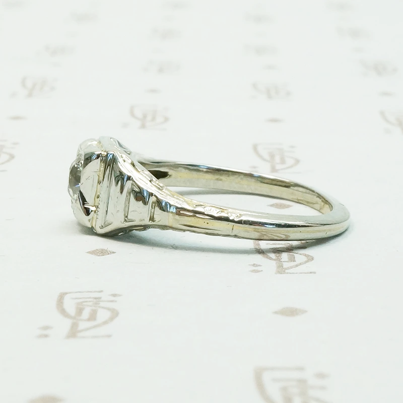Pretty Deco OEC Diamond Engagement Ring