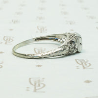 Daisies White Gold Filigree Deco Diamond Ring
