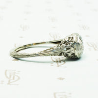 1920's White Gold Filigree Diamond Ring
