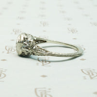 1920's White Gold Filigree Diamond Ring