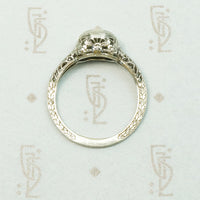 1920's White Gold Filigree Diamond Ring