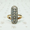 .55tcw long oval diamond panel ring platinum on 14k gold c1910