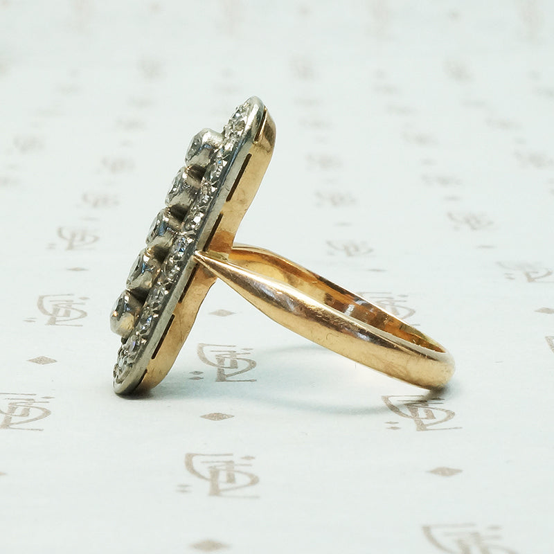 Unique Antique Oval Plaque Diamond Ring