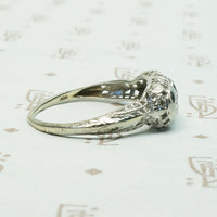 1920's White Gold Filigree Three Diamond Ring