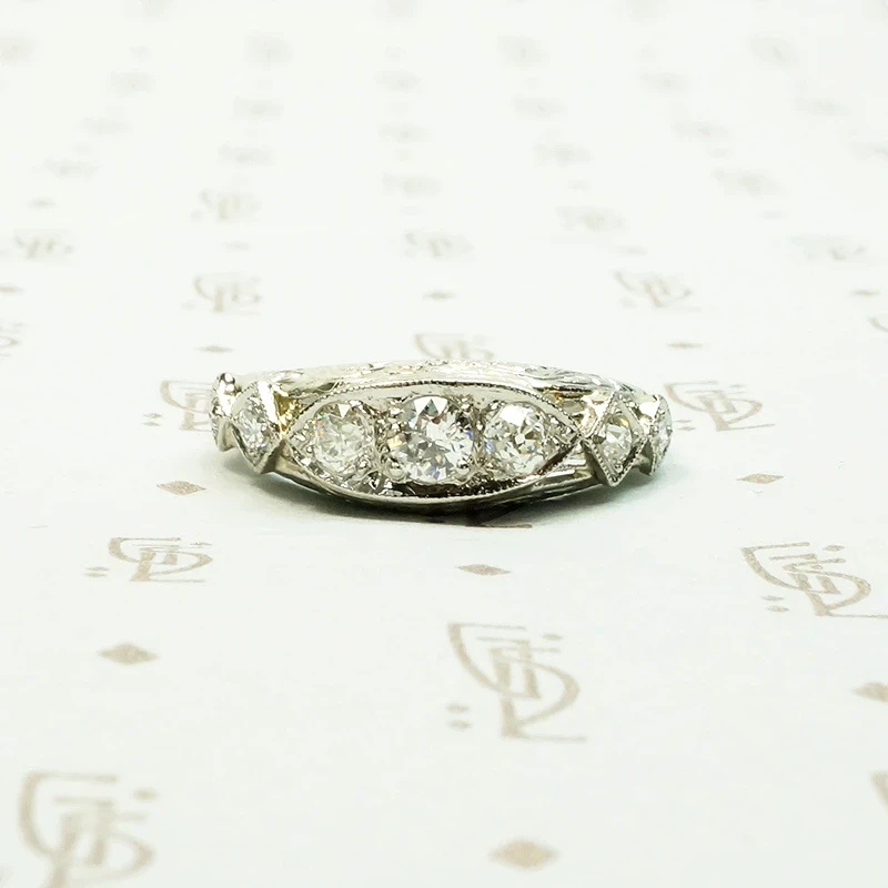 platinum filigree Edwardian omc and oec diamonfdring