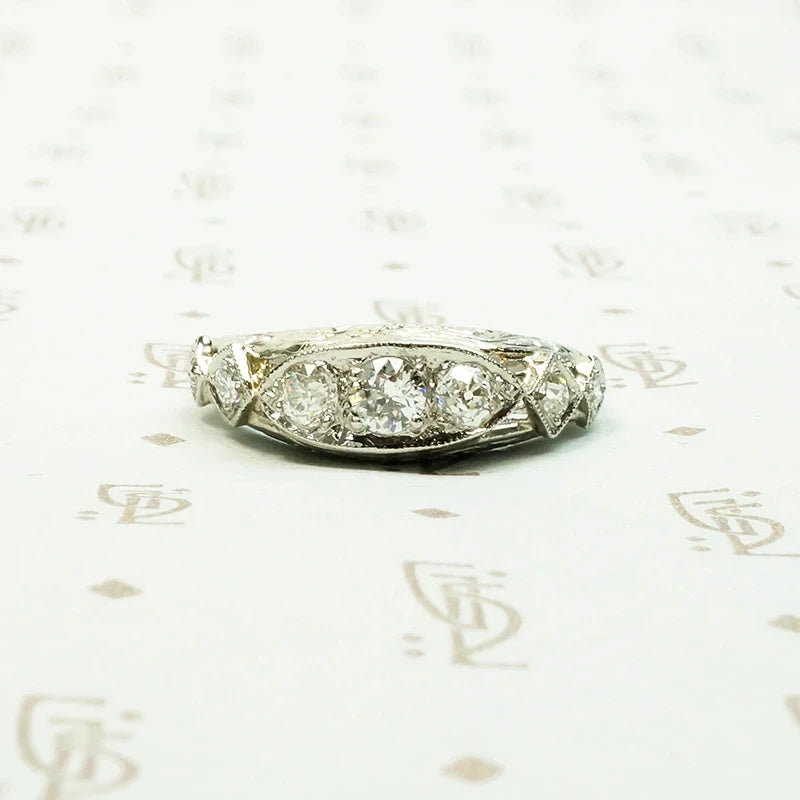 platinum filigree Edwardian omc and oec diamonfdring