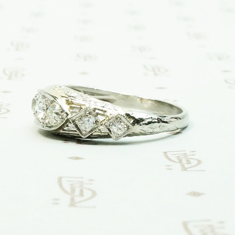 Edwardian Beauty Diamond Set Filigree Ring