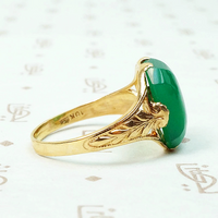Divine Deco Parakeet Green Agate Ring