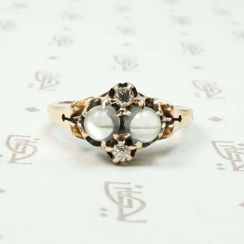 Dreamy Double Moonstone & Diamond Ring