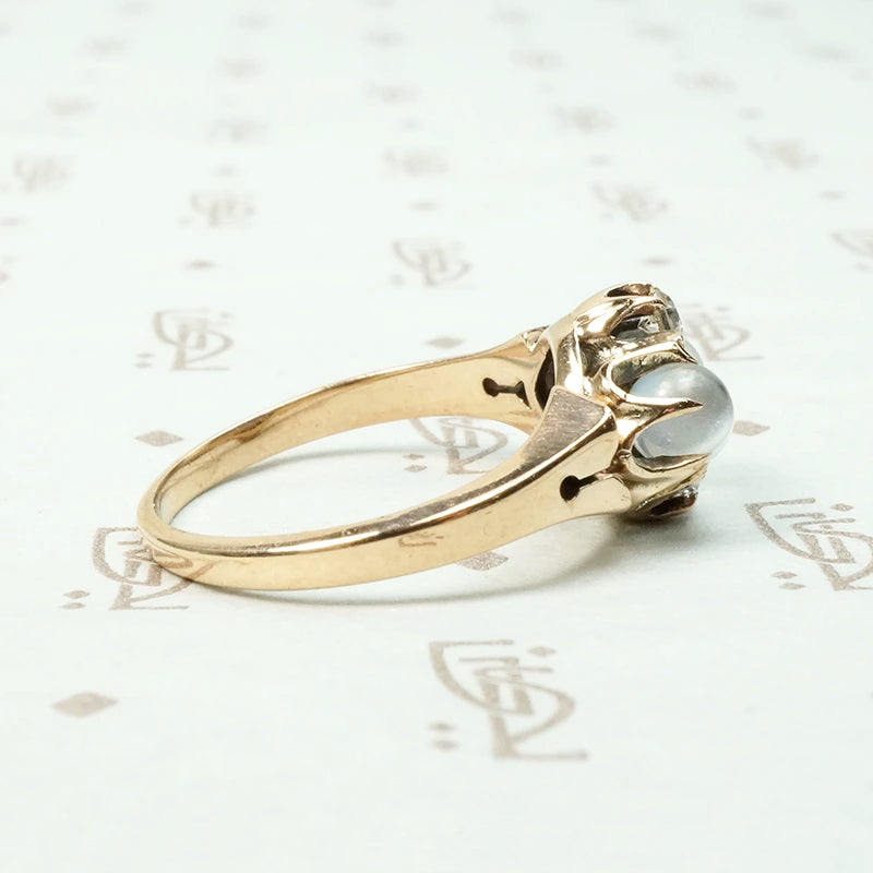 Dreamy Double Moonstone & Diamond Ring