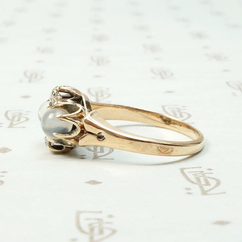 Dreamy Double Moonstone & Diamond Ring