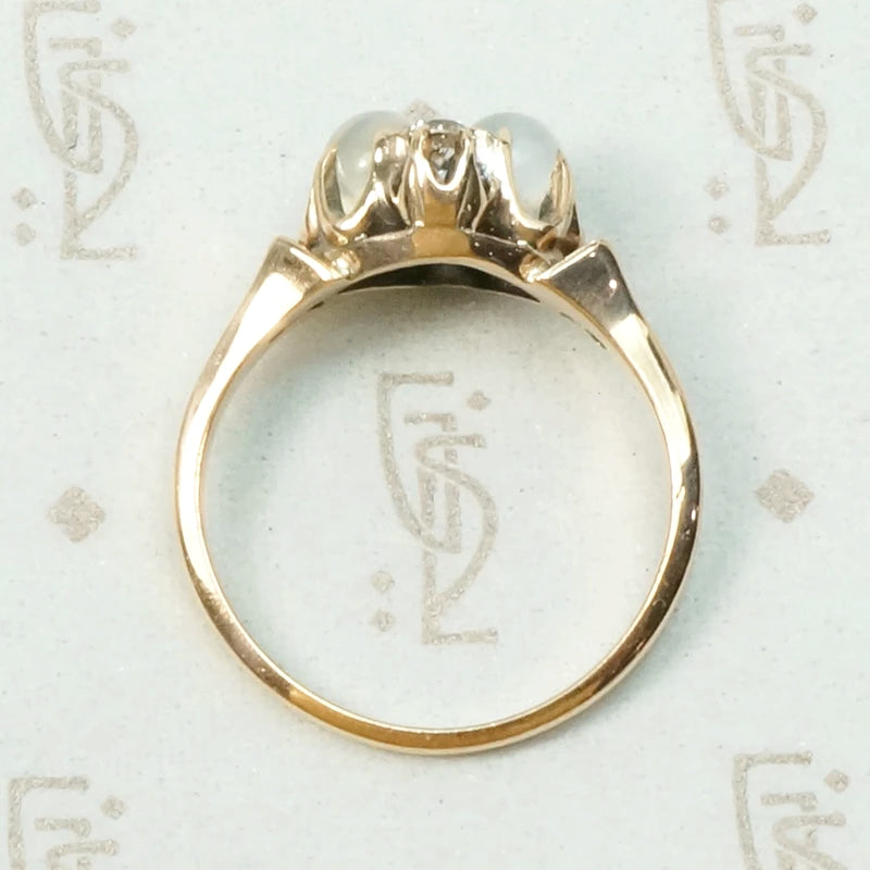 Dreamy Double Moonstone & Diamond Ring