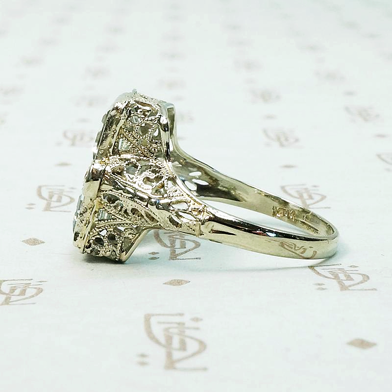 Satisfying Symmetry Aquamarine Filigree Ring