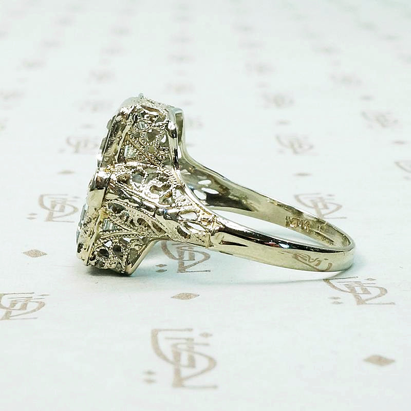 Satisfying Symmetry Aquamarine Filigree Ring