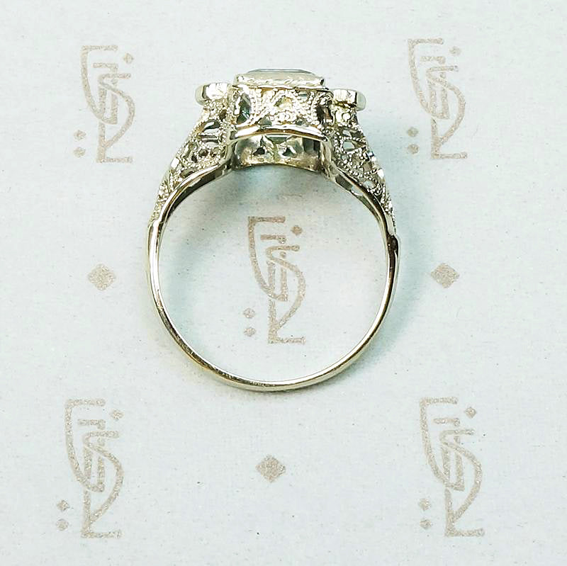 Satisfying Symmetry Aquamarine Filigree Ring