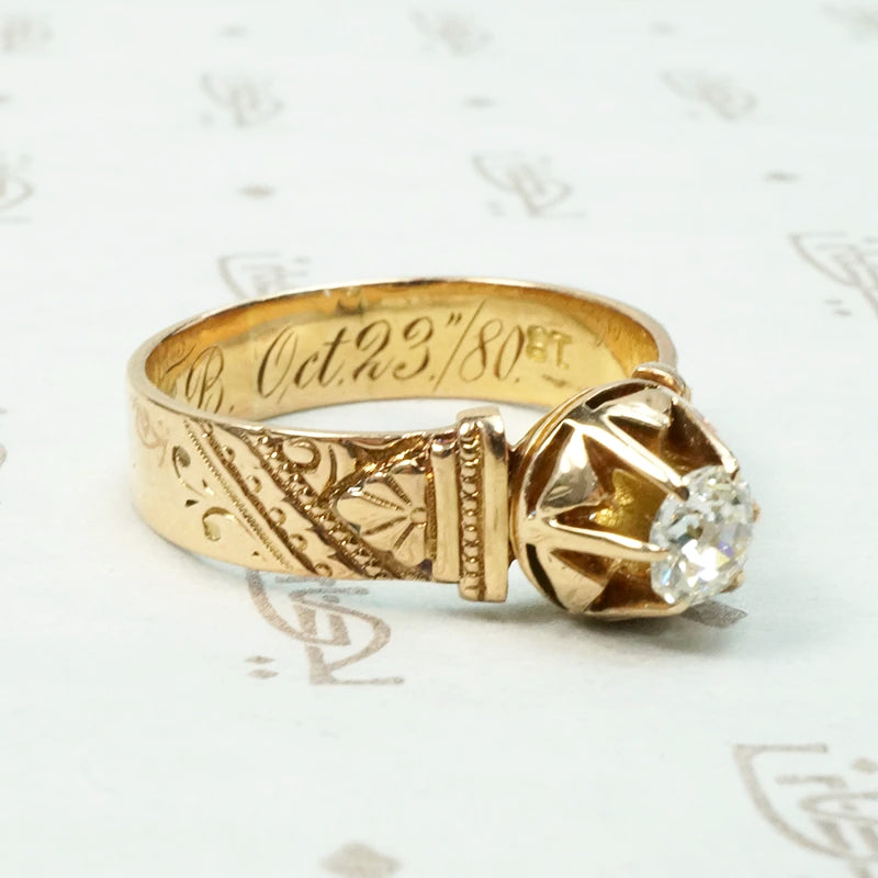 Victorian Grand Period OMC Diamond Solitaire