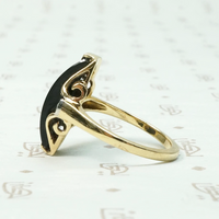 Unusual Two Tone Gold Onyx and Diamond Ring