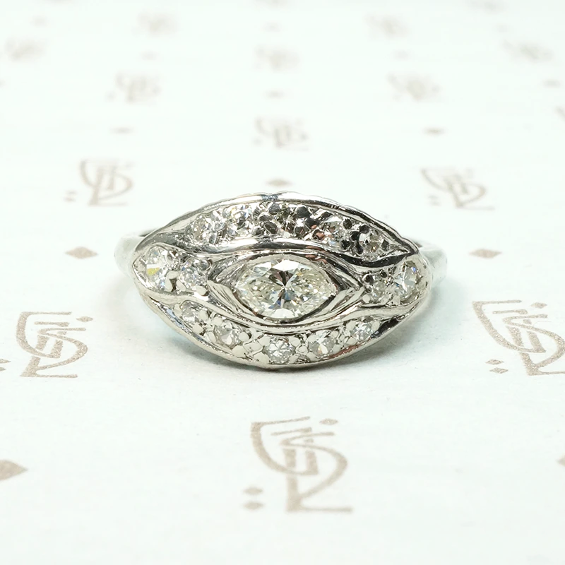 Art Deco Eye Ring with Marquis Cut Diamond