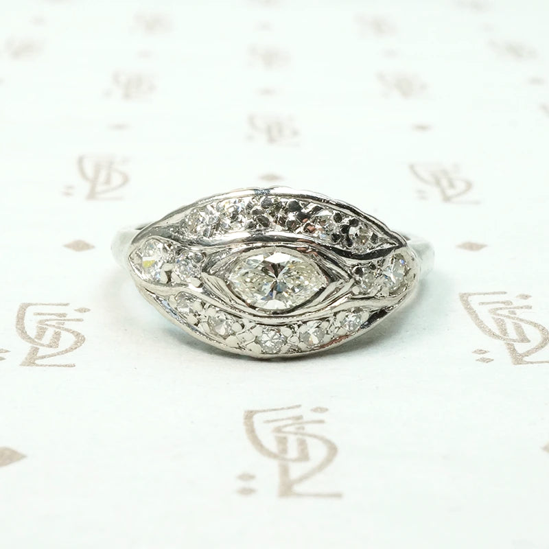 Art Deco Eye Ring with Marquis Cut Diamond