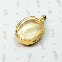 Superb Victorian Crystal Locket with Gold & Enamel Overlay
