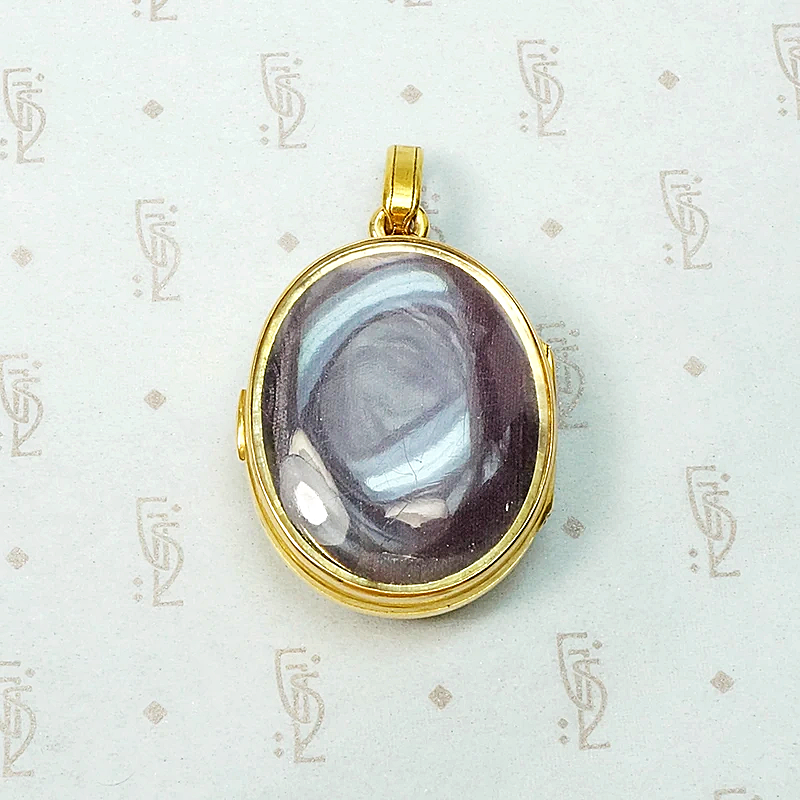 Superb Victorian Crystal Locket with Gold & Enamel Overlay