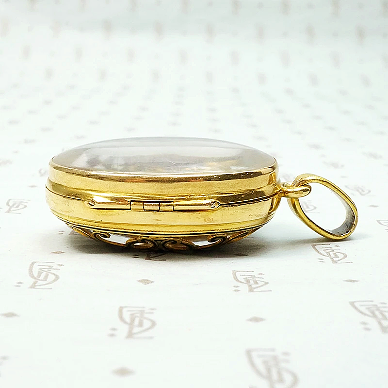 Superb Victorian Crystal Locket with Gold & Enamel Overlay