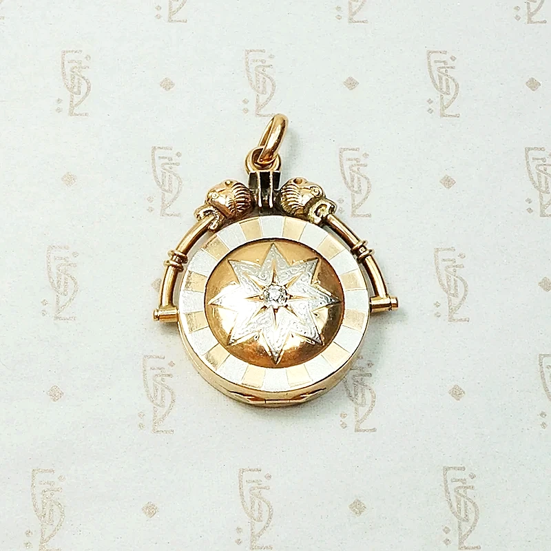 Antique Gold & Platinum Locket with Star Set Diamond